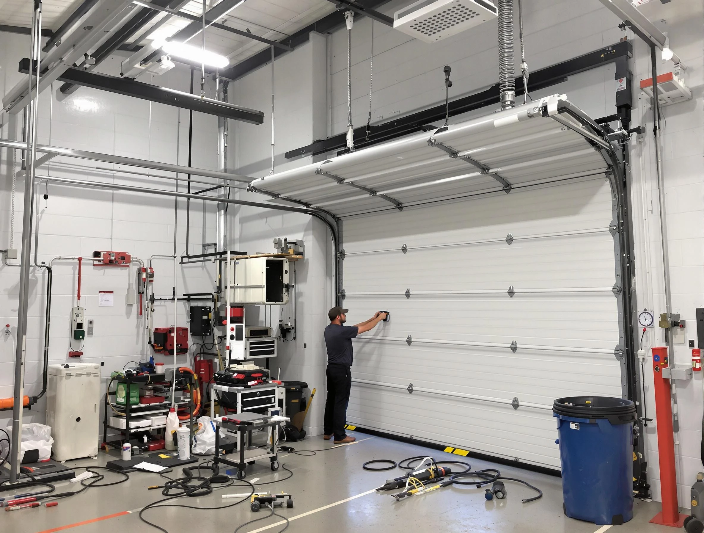 Citrus Park Garage Door Repair certified technician performing commercial door repair at a Citrus Park business facility