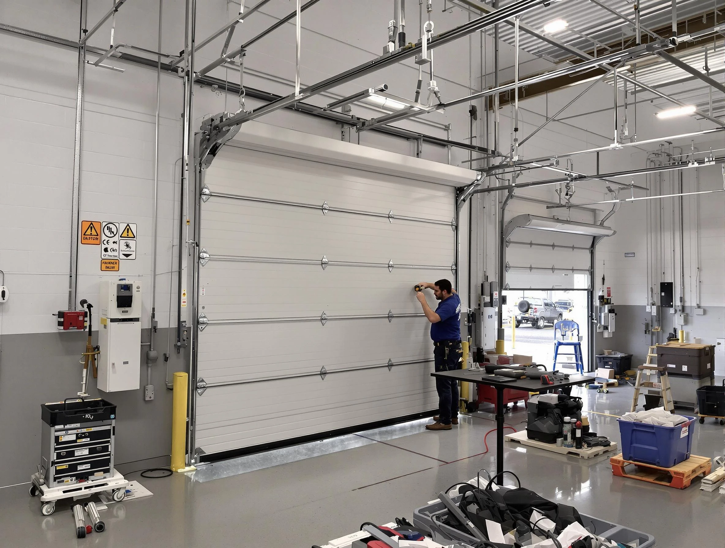 Commercial garage door repair being performed by Citrus Park Garage Door Repair expert in Citrus Park