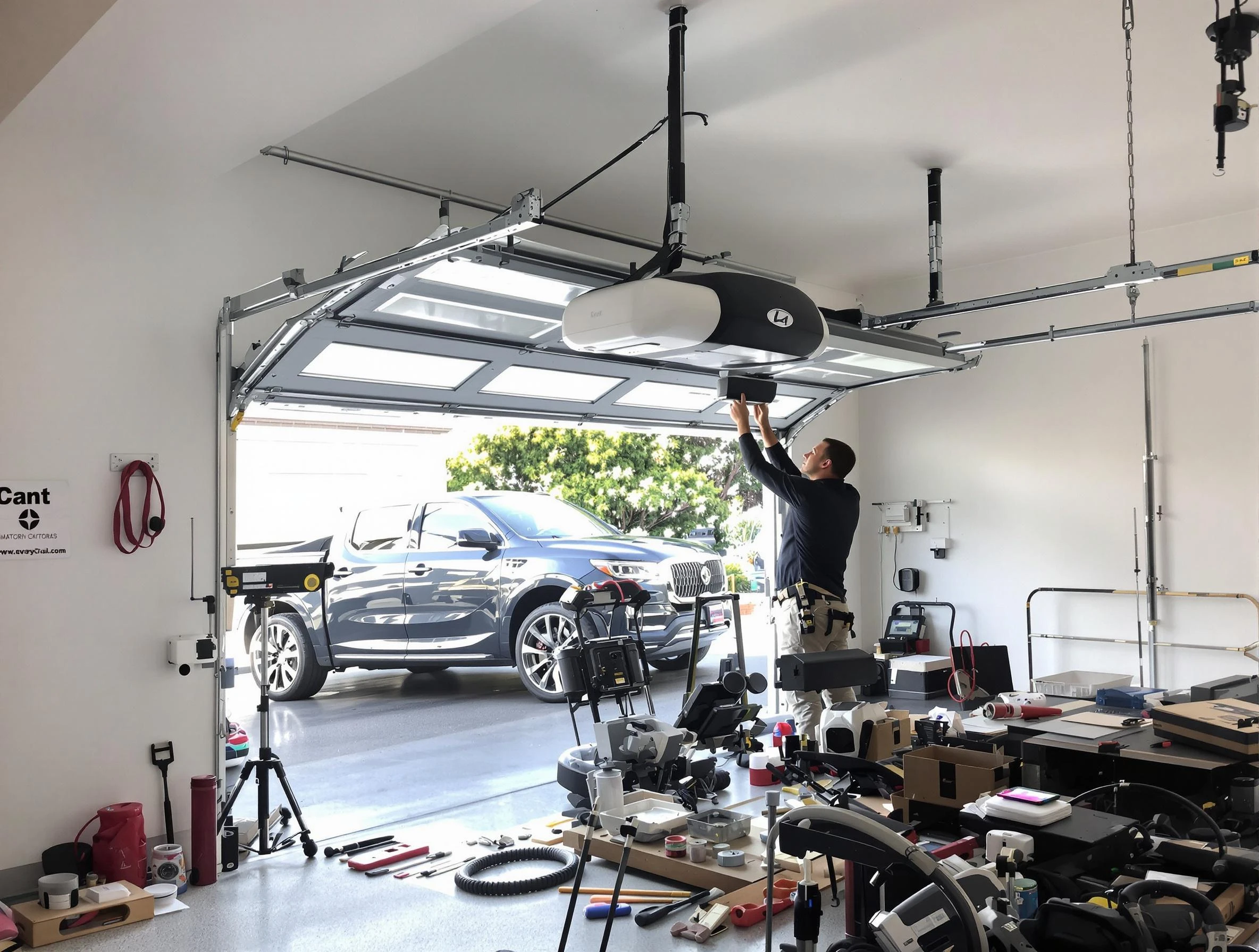 Citrus Park Garage Door Repair specialist installing smart garage door opener system in Citrus Park home