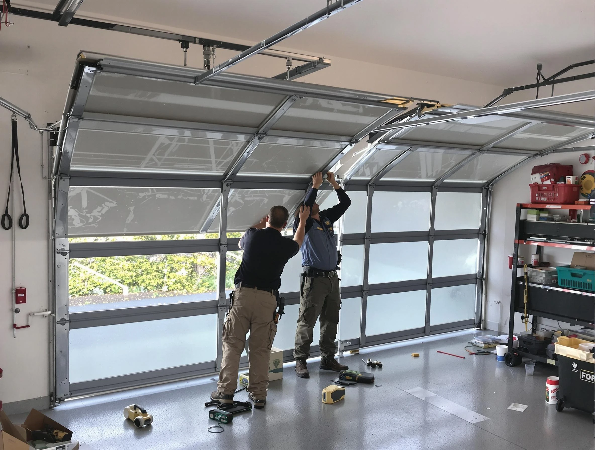 Citrus Park Garage Door Repair expert performing precise panel replacement on Citrus Park garage door