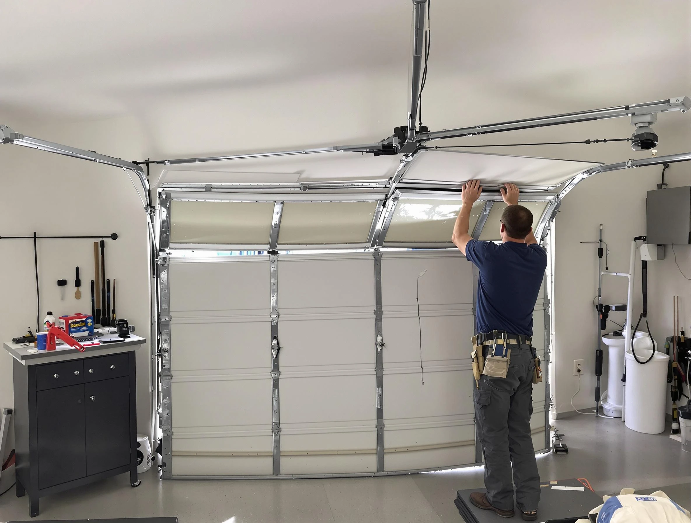 Citrus Park Garage Door Repair specialist performing precise section replacement on Citrus Park garage door