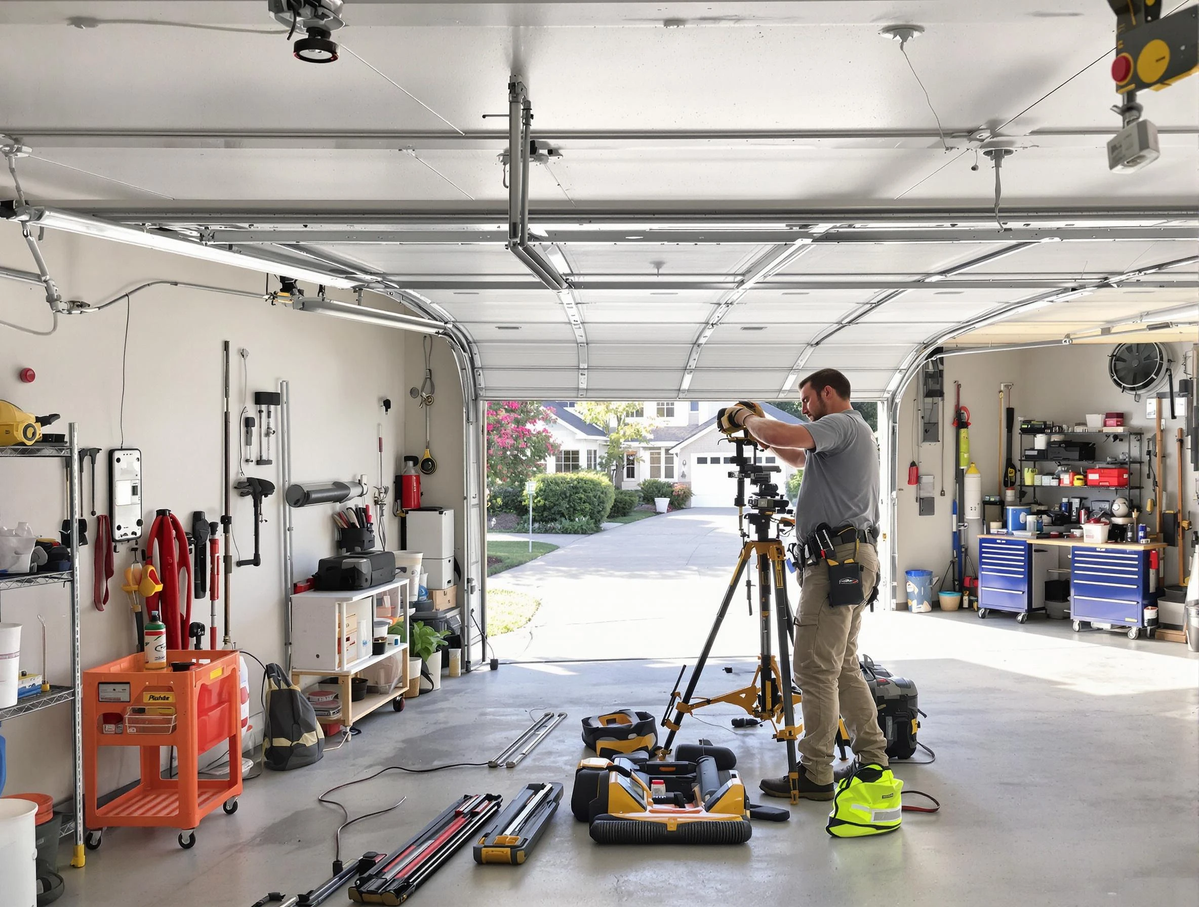Citrus Park Garage Door Repair specialist performing laser-guided track alignment in Citrus Park